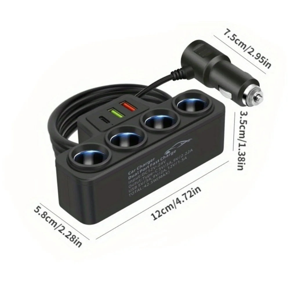 12V/24V Zigarettenanzünder Adapter 4 Ports 3.1A USB – SwissGlanzGarage Ansicht 6