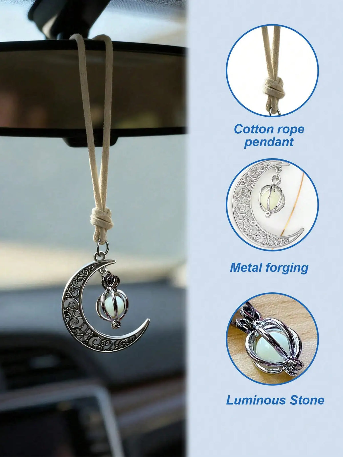 Luminous Moon Pendant Auto-Hänger Ornament – SwissGlanzGarage Ansicht 4