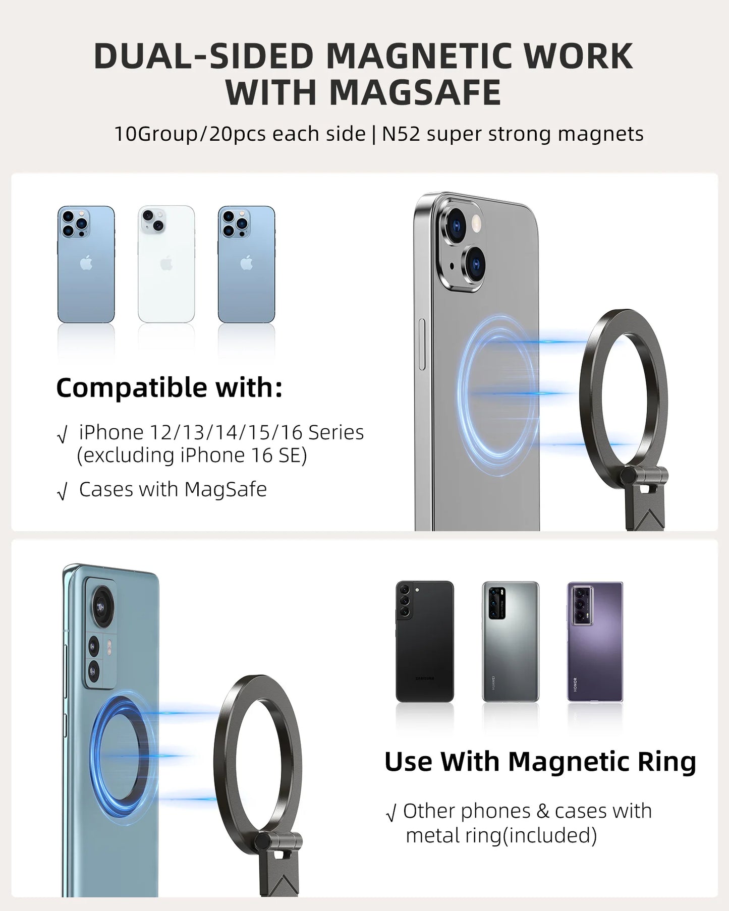 Doppelseitiger magnetischer Autotelefonhalter für Magsafe Auto-Armaturenbretthalterung 360° ° Rotationshandyhalterung...