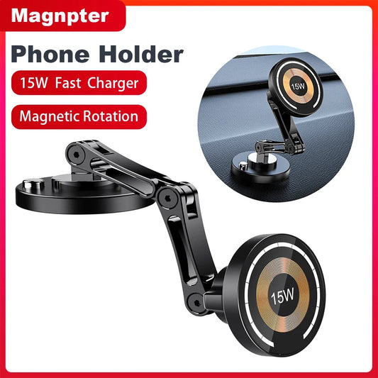 Magnetischer Autotelefonhalter, kabelloses Ladegerät, Rotationshalter, Magsafe-Autotelefonständer, schnelles Aufladen...
