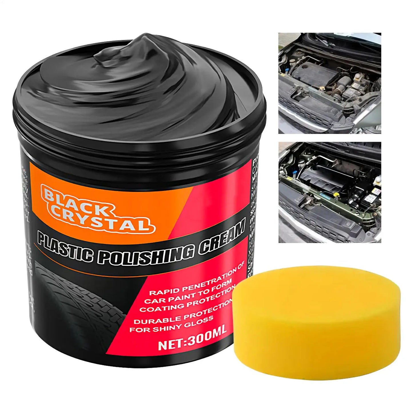 300g Kunststoff- & Gummi-Reparaturpaste Schwarzer Kristallpolierer für Autokratzer Reifenglanz & Innenraum-Erneuerung...