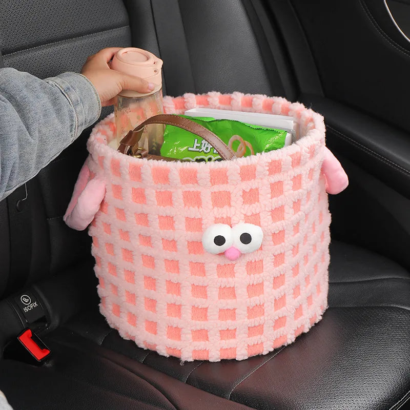 Auto Mülleimer Nette Auge Weiche Plüsch Auto Stamm Müll Organizer