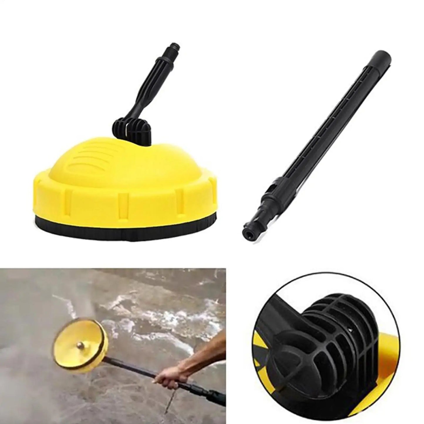 Pressure Washer Brush Power Washer Scrubber with Handle Rotary Surface Cleaner Multi-purpose Household Clean Tool for Ca