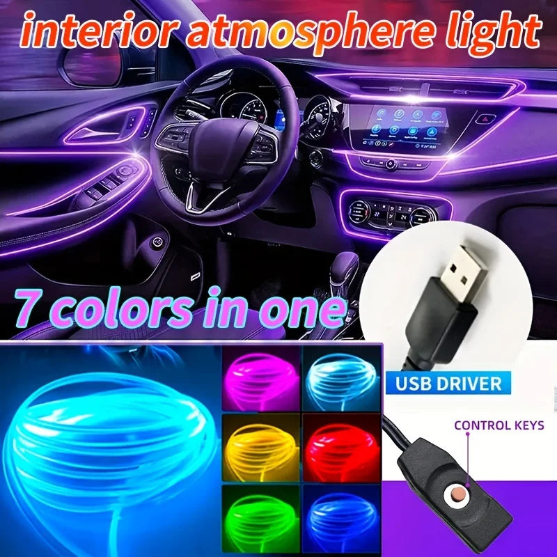 5M/197 Zoll-7 Farben RGB Auto LED Innenbeleuchtung Streifen Led Streifen Lichter Rgbic EL Drähte Flexible Umgebungsbe...