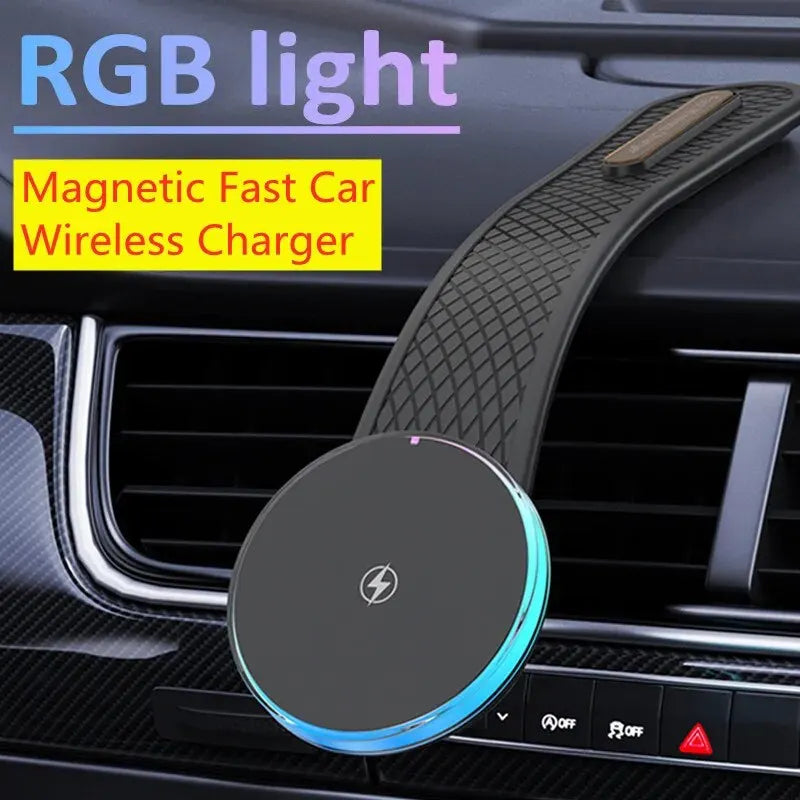 Magnetisches kabelloses Auto-Ladegerät, Autotelefonhalterung, Armaturenbrett, 15 W, schnelles Auto-Laden für Macsafe ...