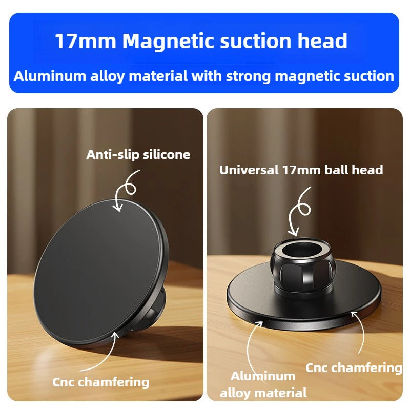Starker magnetischer Autotelefonhalter aus Aluminium, 17 mm Kugelhalterung, Basis für Freisprecheinrichtung, Armature...