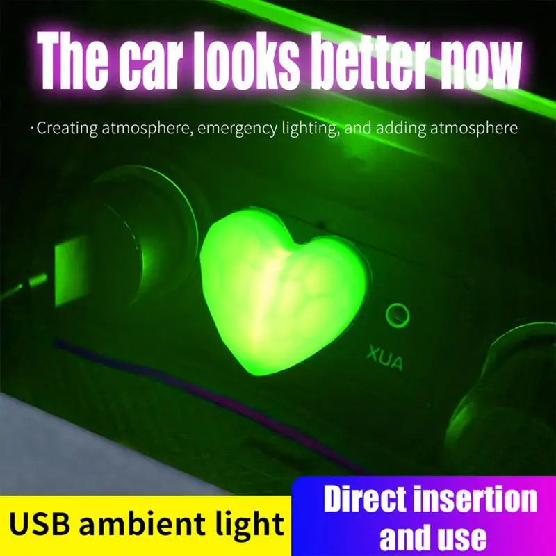 USB LED Auto Licht Auto Innen Atmosphäre Licht Herz Auto Lichter