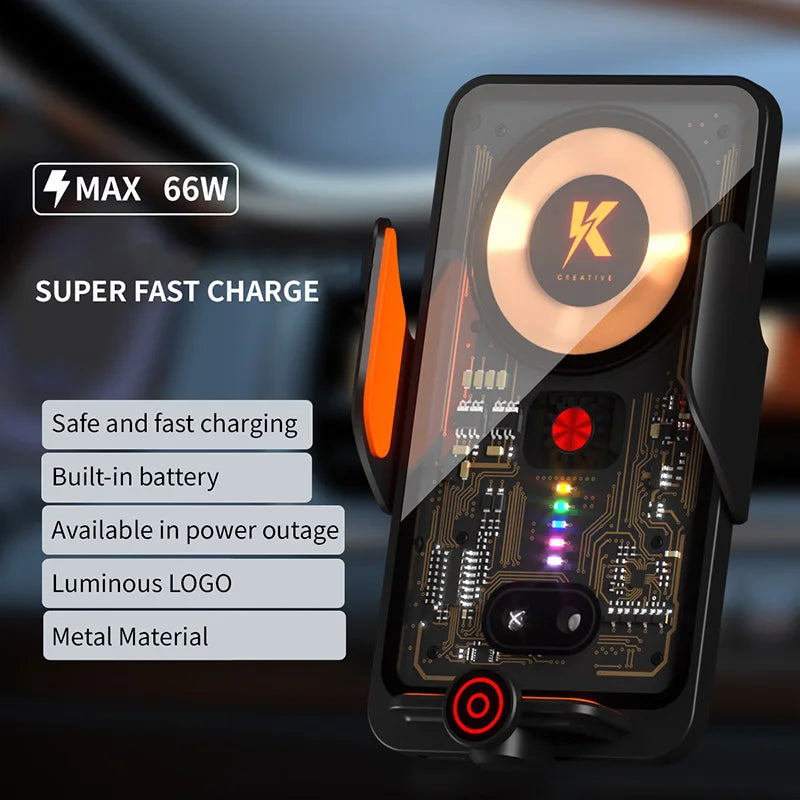 Neuer Original-Autotelefonhalter 66W Kabelloses Ladegerät Transparenter Schnell-Navigationsständer Tragbarer Schnell-...