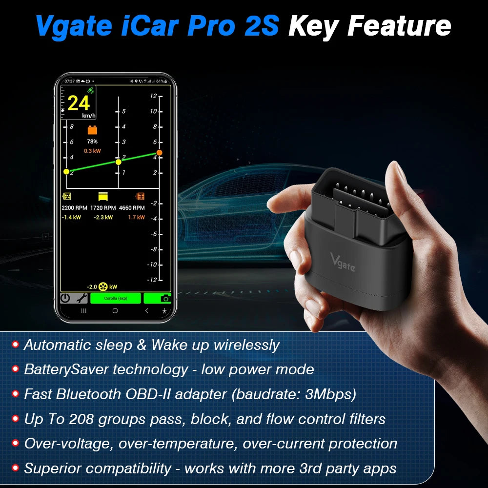 Vgate iCar Pro 2S ELM327 Bluetooth OBD2 Adapter – SwissGlanzGarage Ansicht 5