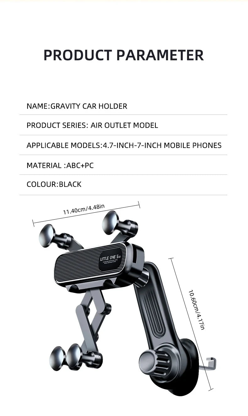 Gravity-Auto-Handyhalterung für 4,7-7 Zoll große Mobiltelefone, Auto-Lüftungsschlitz-Handyhalterung, universelle, sto...