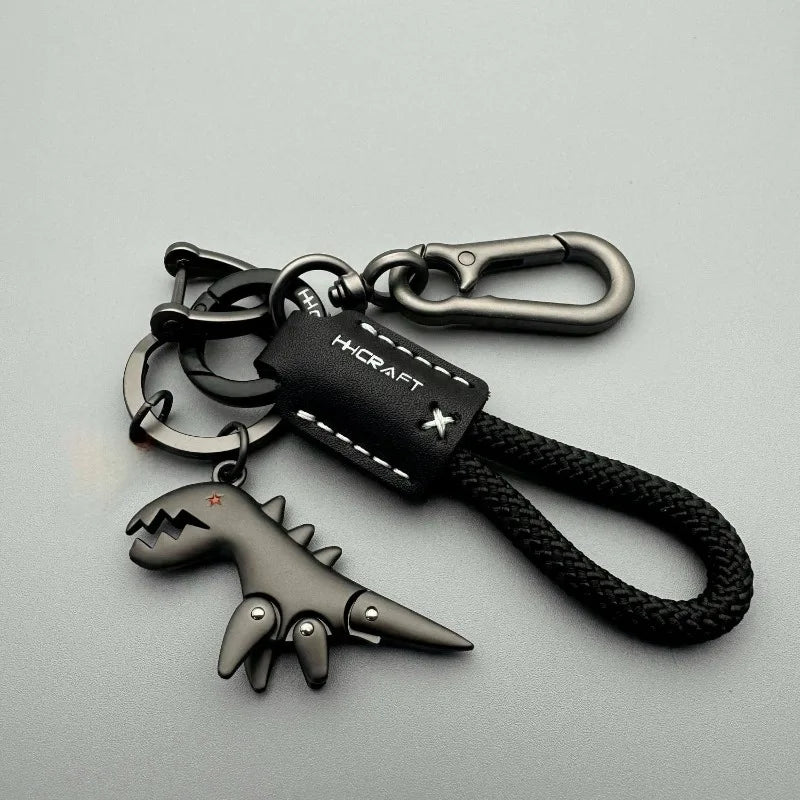 Leder Schlüsselanhänger mit Dinosaurier-Motiv – SwissGlanzGarage Ansicht 3