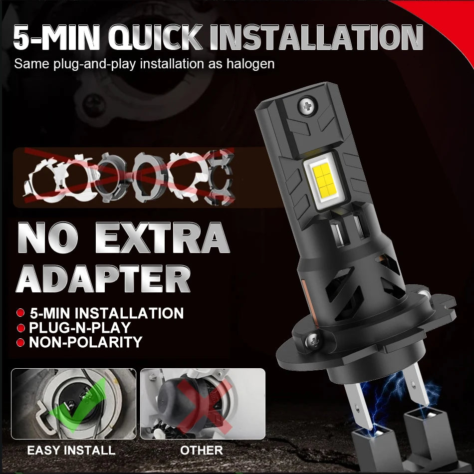 H7 LED Scheinwerfer 3000W 3000000LM 6000K – SwissGlanzGarage Ansicht 5
