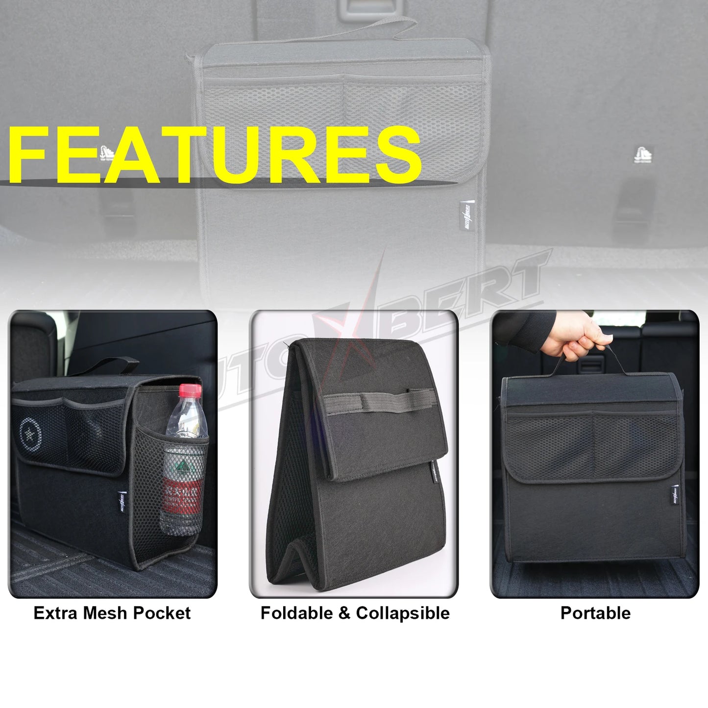 Auto Trunk Organizer Filz Boot Organizer Lagerung Tasche Box Tragbare Handtasche Fracht Werkzeug Halter Mesh Net Tasc...