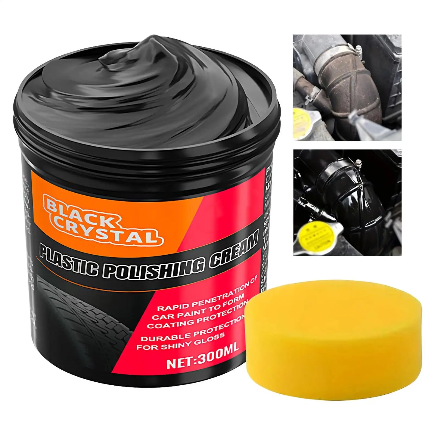 300g Kunststoff- & Gummi-Reparaturpaste Schwarzer Kristallpolierer für Autokratzer Reifenglanz & Innenraum-Erneuerung...