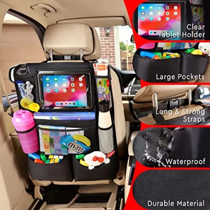 Multifunktionaler Autositz-Organizer aus Oxford-Gewebe mit Tablet-Halterung und Schutz gegen Trittschutz für Kinder
