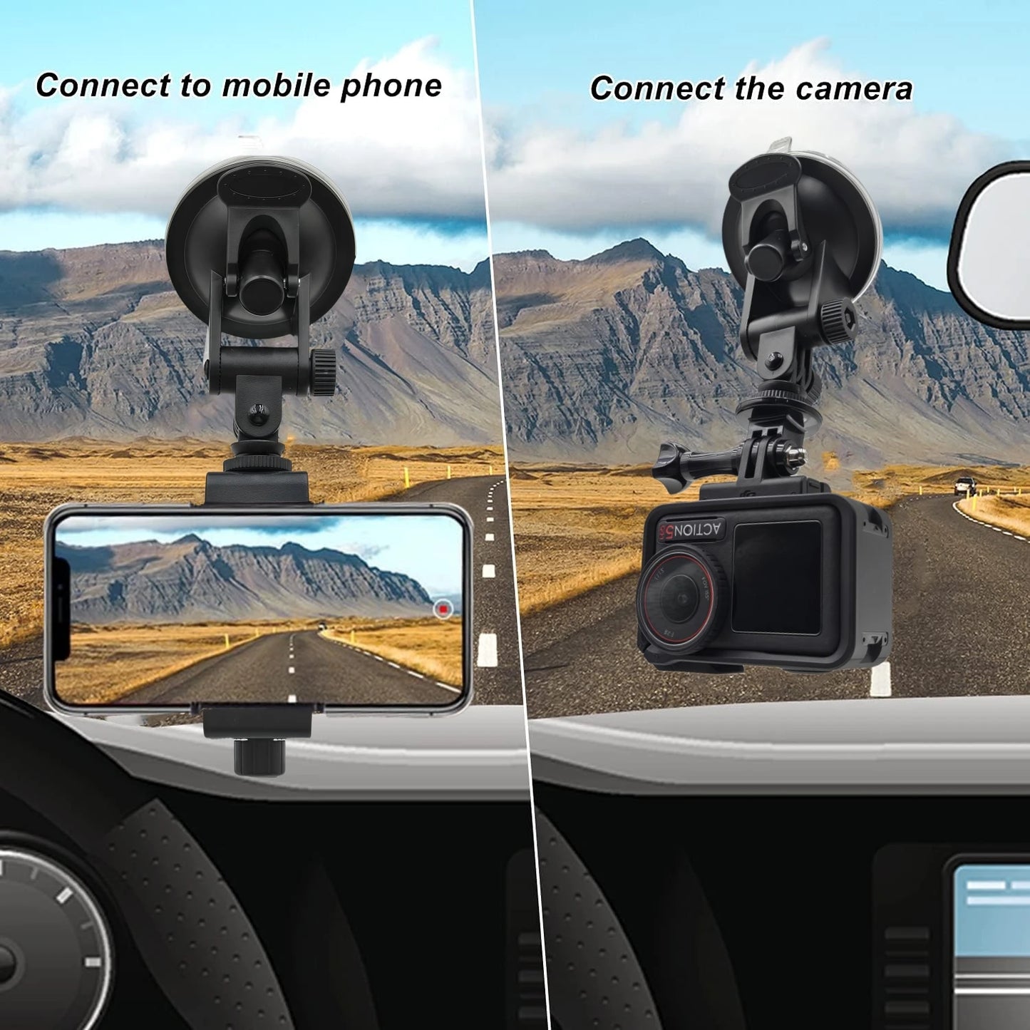 Saugnapf Halterung Auto Glas Fahrzeug Windschutzscheibe Halter Für GoPro Hero 13 12 11 10 Insta360 X3 X4 DJI OSMO Act...