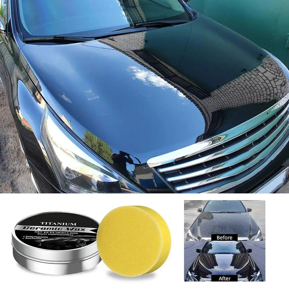 Titan-Keramik Autowachs-Politur, Hydrophobe Autolack-Glanzversiegelung, Staubschutz-Wachs mit Applikator-Schwamm