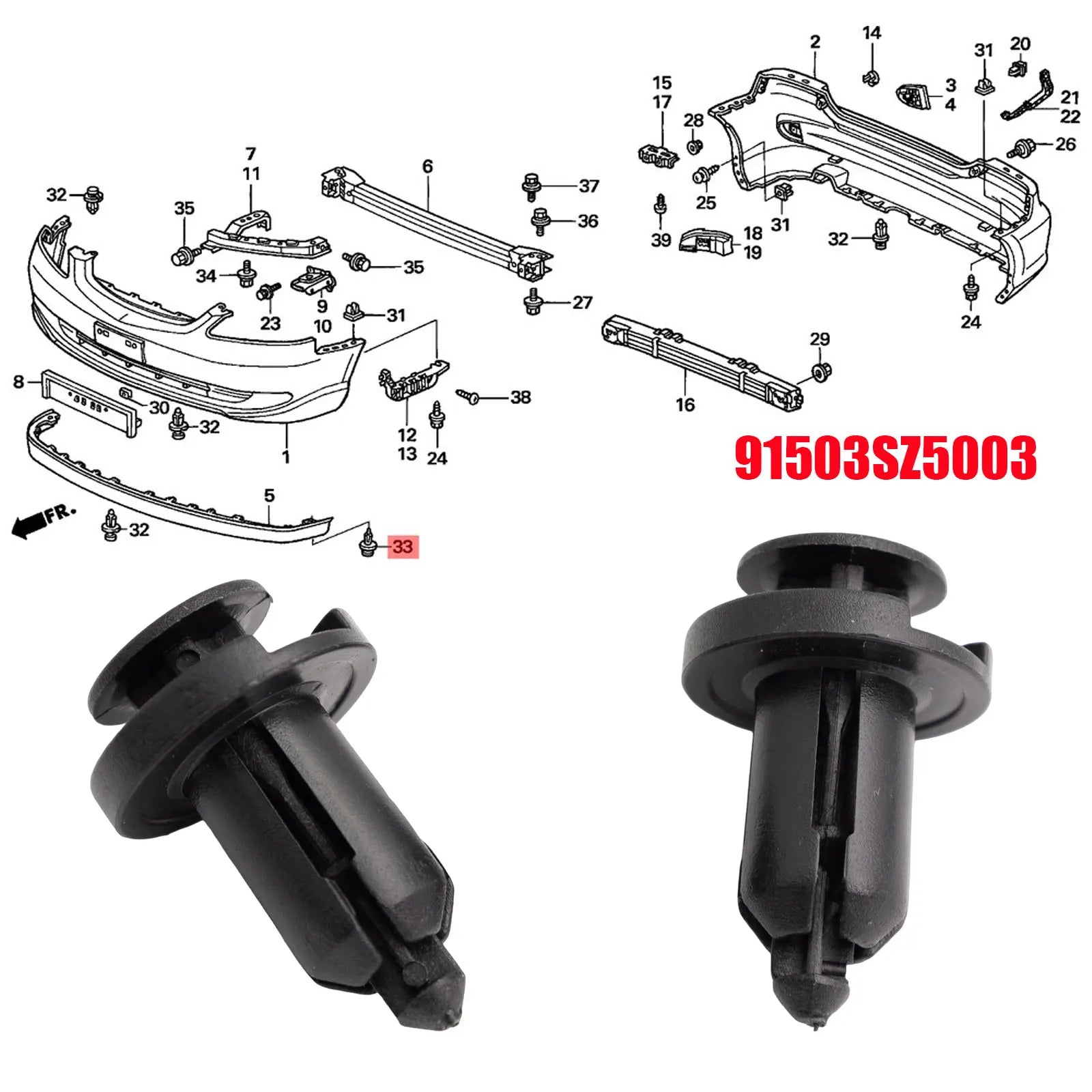 Bumper Clips 10mm für Honda – SwissGlanzGarage Ansicht 4
