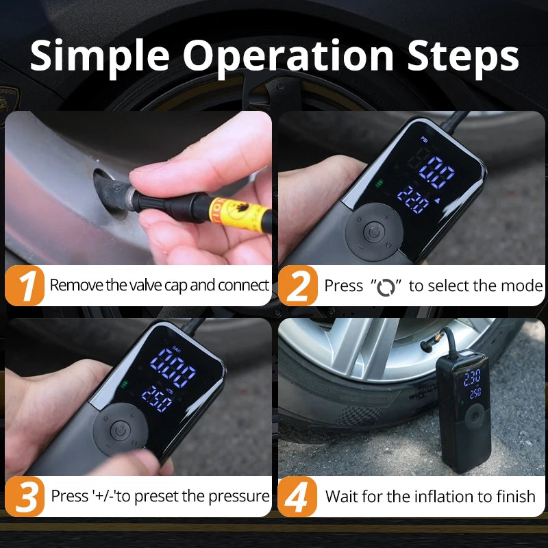 CARSUN Wiederaufladbare Luftpumpe Reifen Inflator Tragbare Kompressor Digitale Cordless Auto Reifen Inflator Für Moto...
