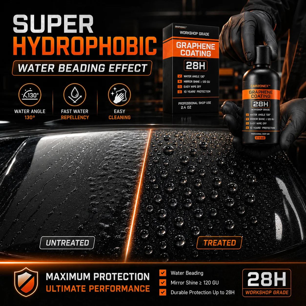 Fortschrittliche Nano-Graphen-Keramikbeschichtung 70ml UV-Technologie Extrem Hydrophobe Auto-Keramikbeschichtungs-Set...