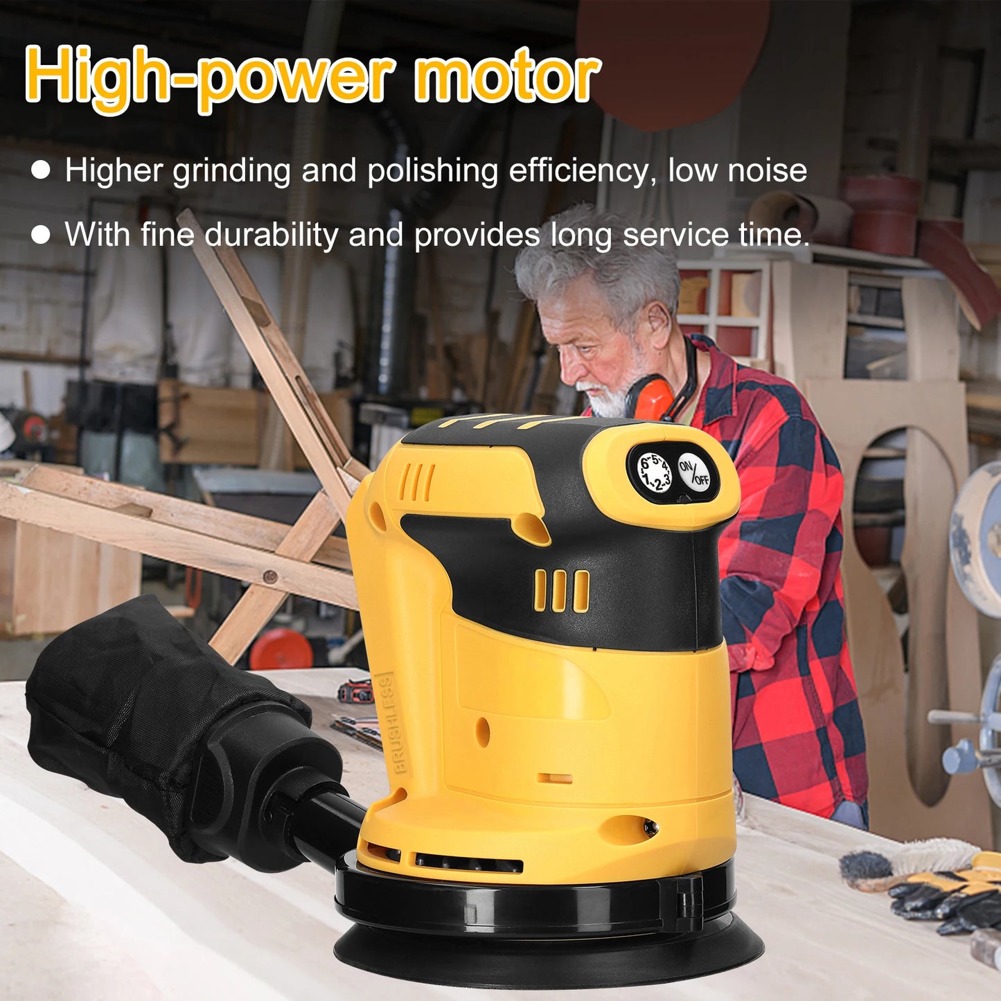 125mm Akku-Holzschleifer Elektrische Metall Polieren Schleifen Schleifmaschine Exzenterschleifer Auto Polierer Für De...