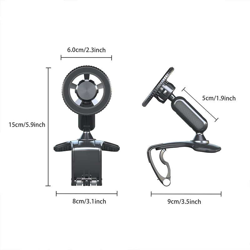 Magnetischer Armaturenbrett-Autotelefonhalter mit 360-Grad-Drehung [starke Kompressionsklemme] Clip-on-Armaturenbrett...