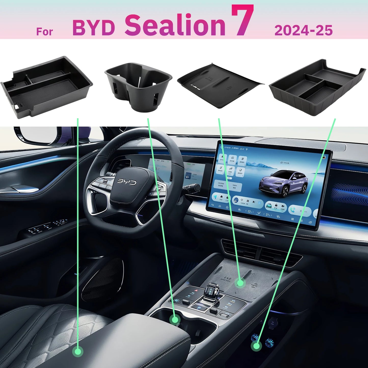 Armlehnen-Aufbewahrungsbox BYD Sealion 2024-2025 – SwissGlanzGarage Ansicht 3