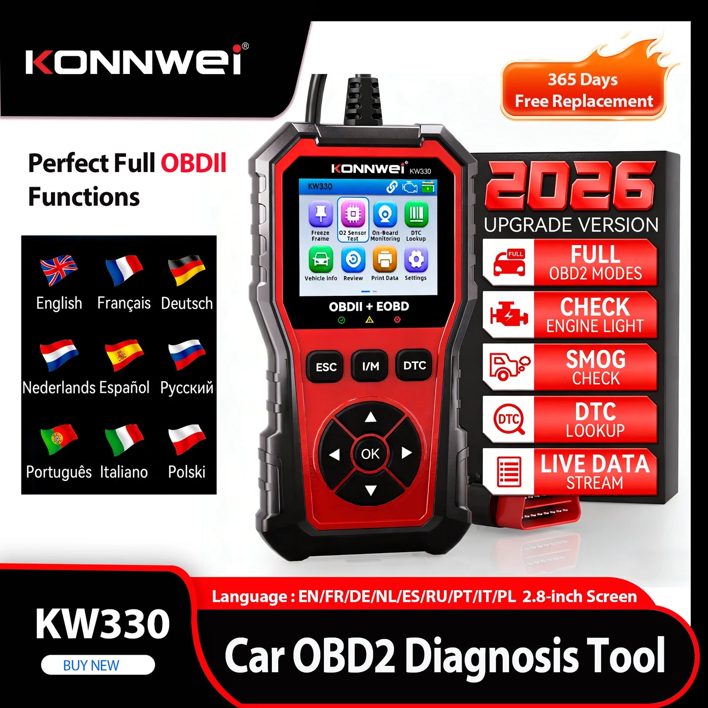KONNWEI KW330 OBD2 Diagnosetool – SwissGlanzGarage Ansicht 2