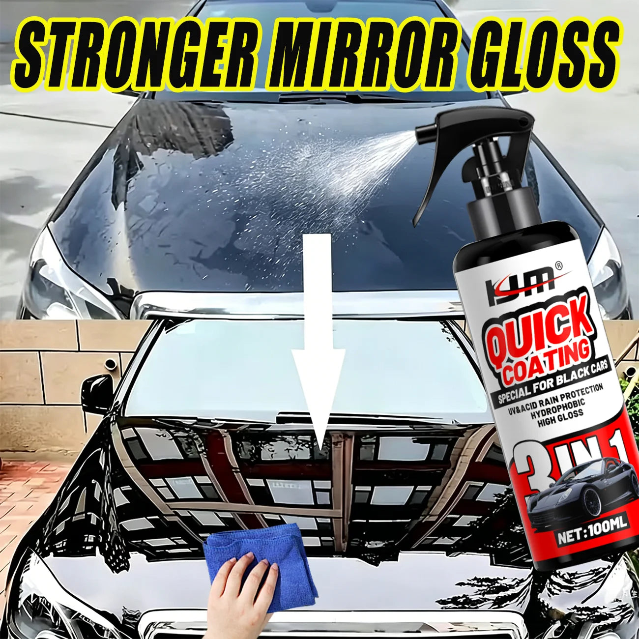 3-in-1 Ultimate Nano-Keramikbeschichtungsspray - Ultimativer Autolackschutz mit Hydrophober Glasbehandlung, Auto-Kera...