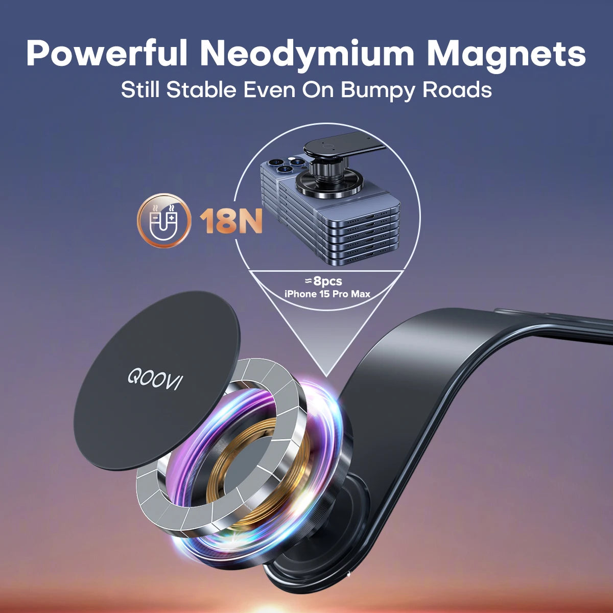 QOOVI Magnetischer Autotelefonhalter, Armaturenbrett, Handy-Ständer, Lüftungsschlitz, Magnet 360° ° Drehbare GPS-Halt...