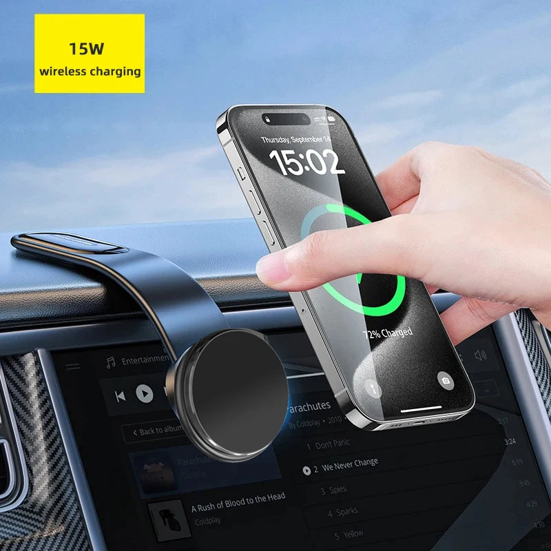 Magnetischer Halter, Autotelefonhalter, faltbar, 15 W, Magsafe, kabelloses Autoladegerät, Telefonhalterung für iPhone...