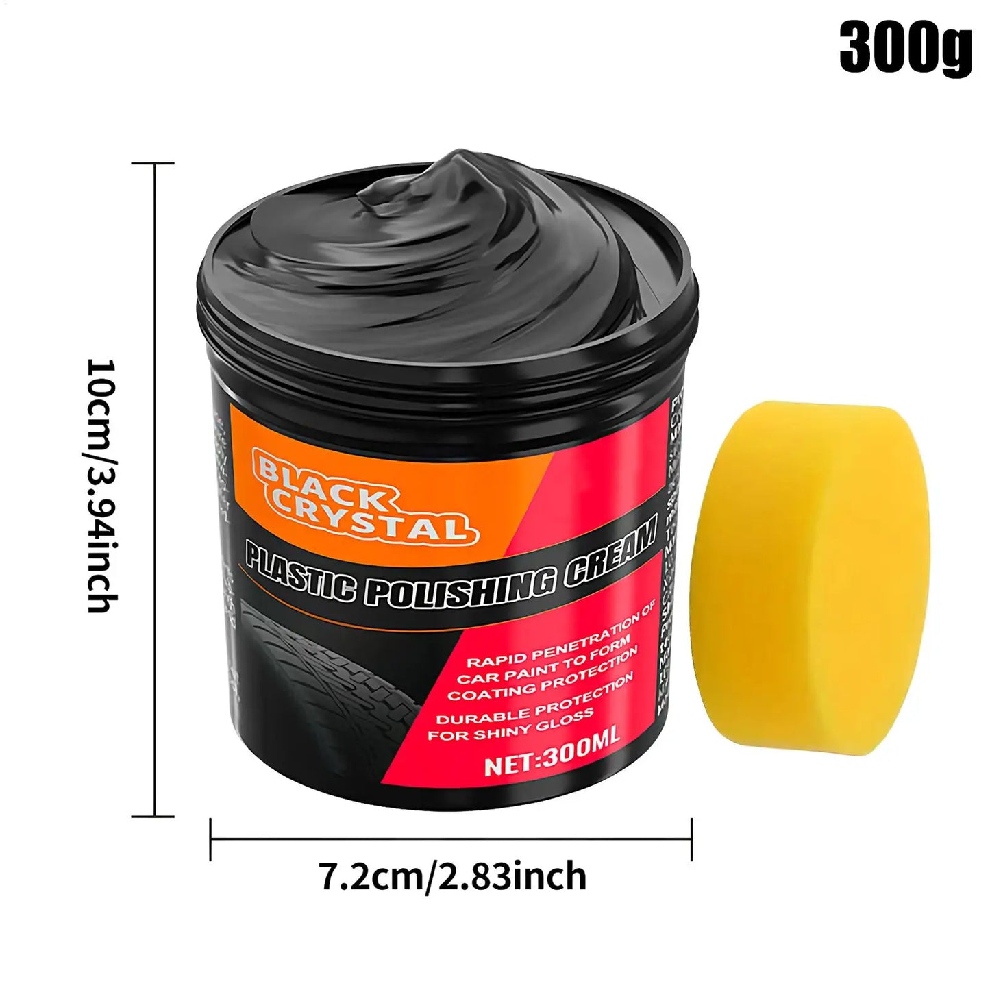 300g Kunststoff- & Gummi-Reparaturpaste Schwarzer Kristallpolierer für Autokratzer Reifenglanz & Innenraum-Erneuerung...