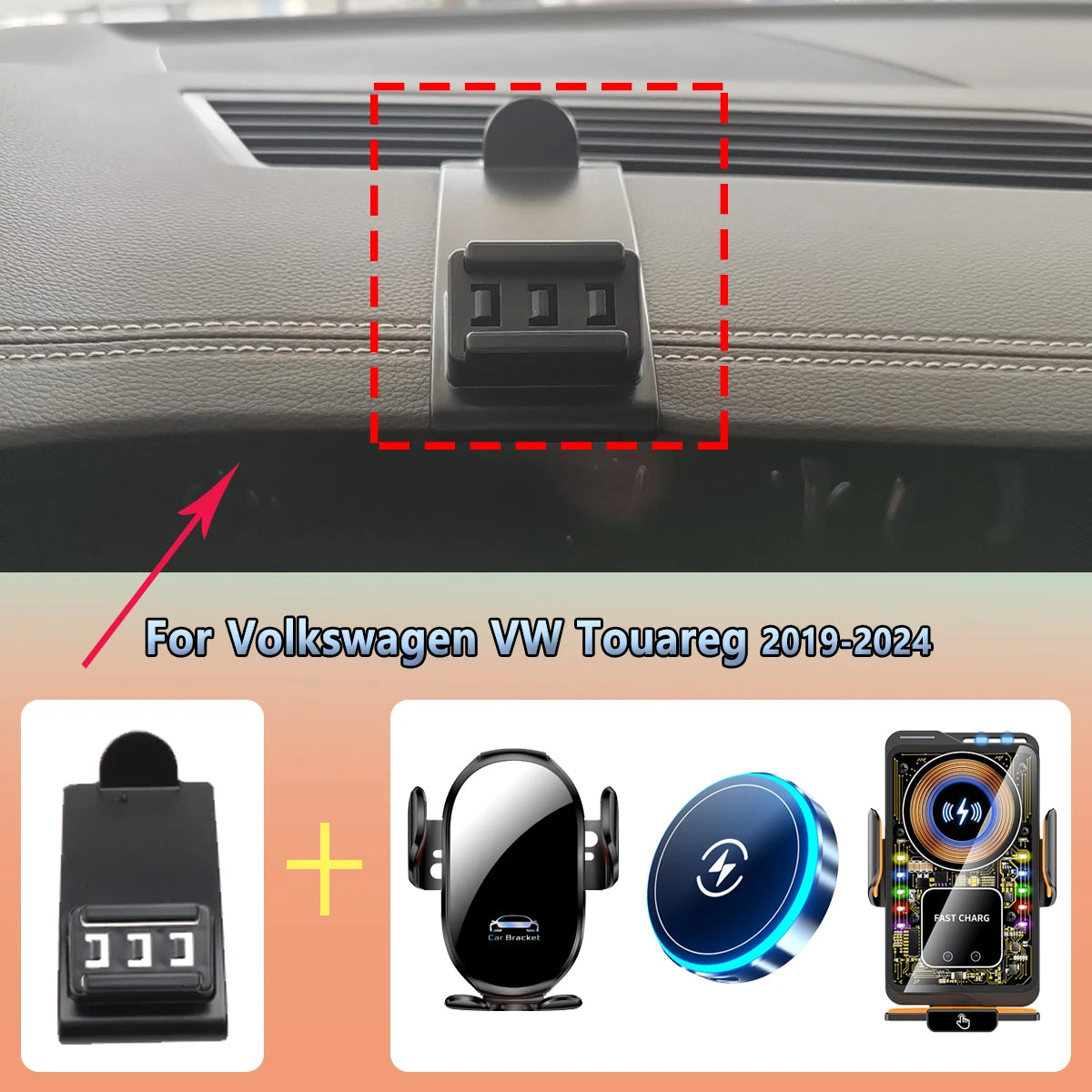 Auto Telefon Halter vent Für Volkswagen VW Touareg 2019 2020 2021-2024 Drahtlose Lade Auto ladegerät wiege Für Magsaf...