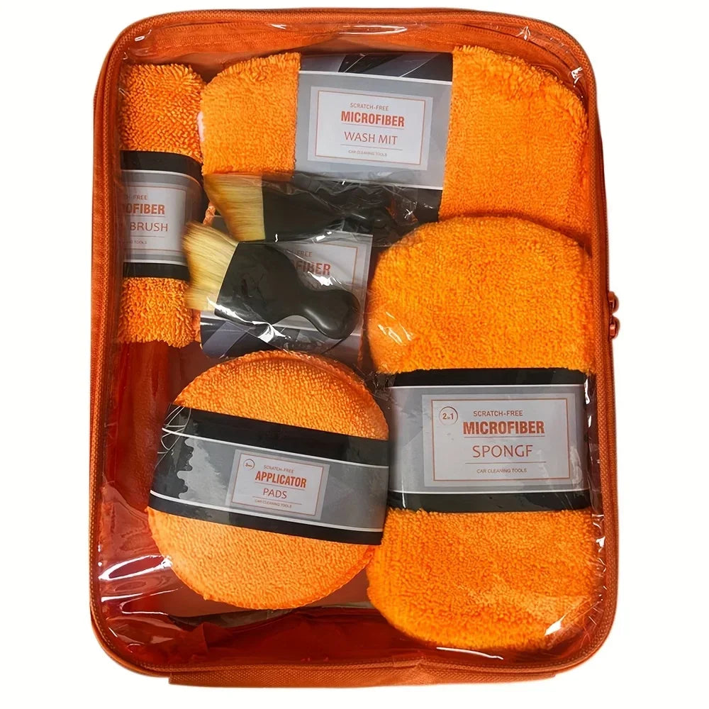 11-teiliges Mikrofaser Auto Reinigungsset mit Reifenbürste und Schwämmen