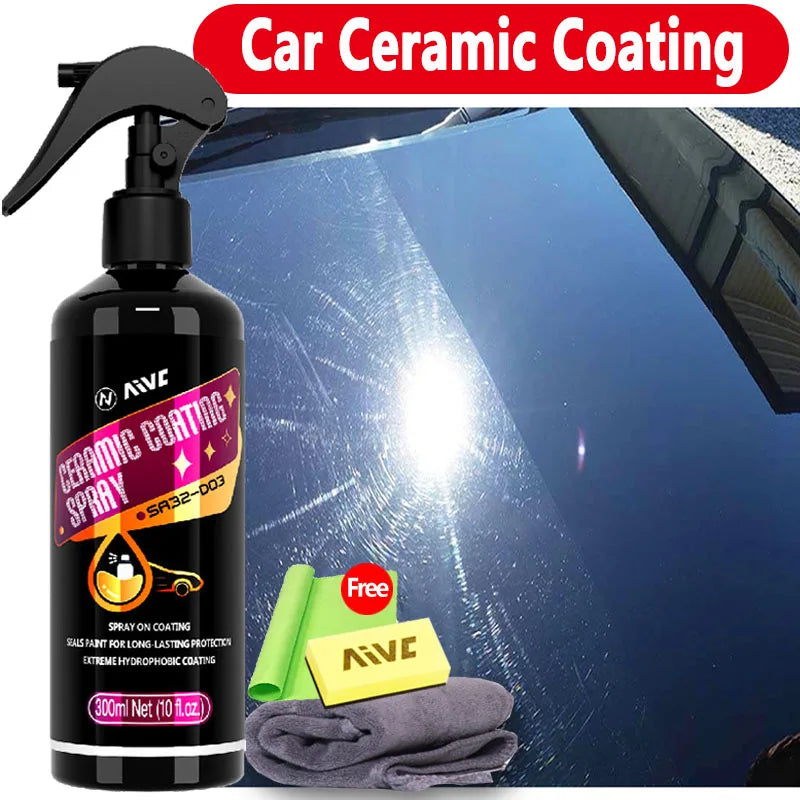 Keramikbeschichtung für Autolack, Spiegelglanz, Kristallwachs-Spray, Nano-hydrophob, schmutzabweisend, Auto-Detailing...