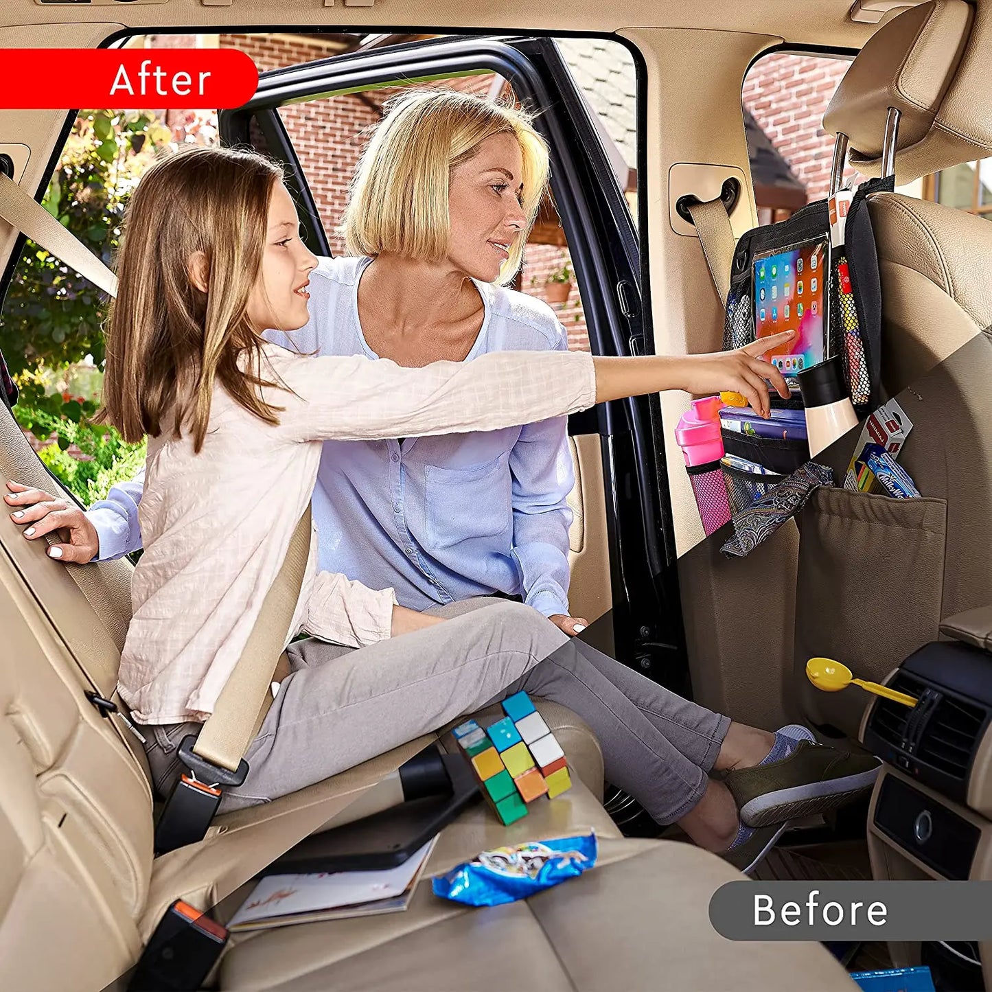 Rücksitz Auto Organizer, Kick Matten Zurück Seat Protector mit Touch Screen Tablet Halter, auto Rücksitz Organizer fü...