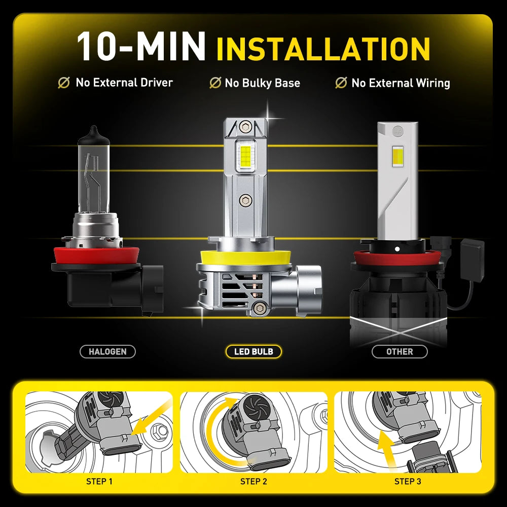 AUXITO H11 H8 LED Scheinwerfer-Birnen Set – SwissGlanzGarage Ansicht 6