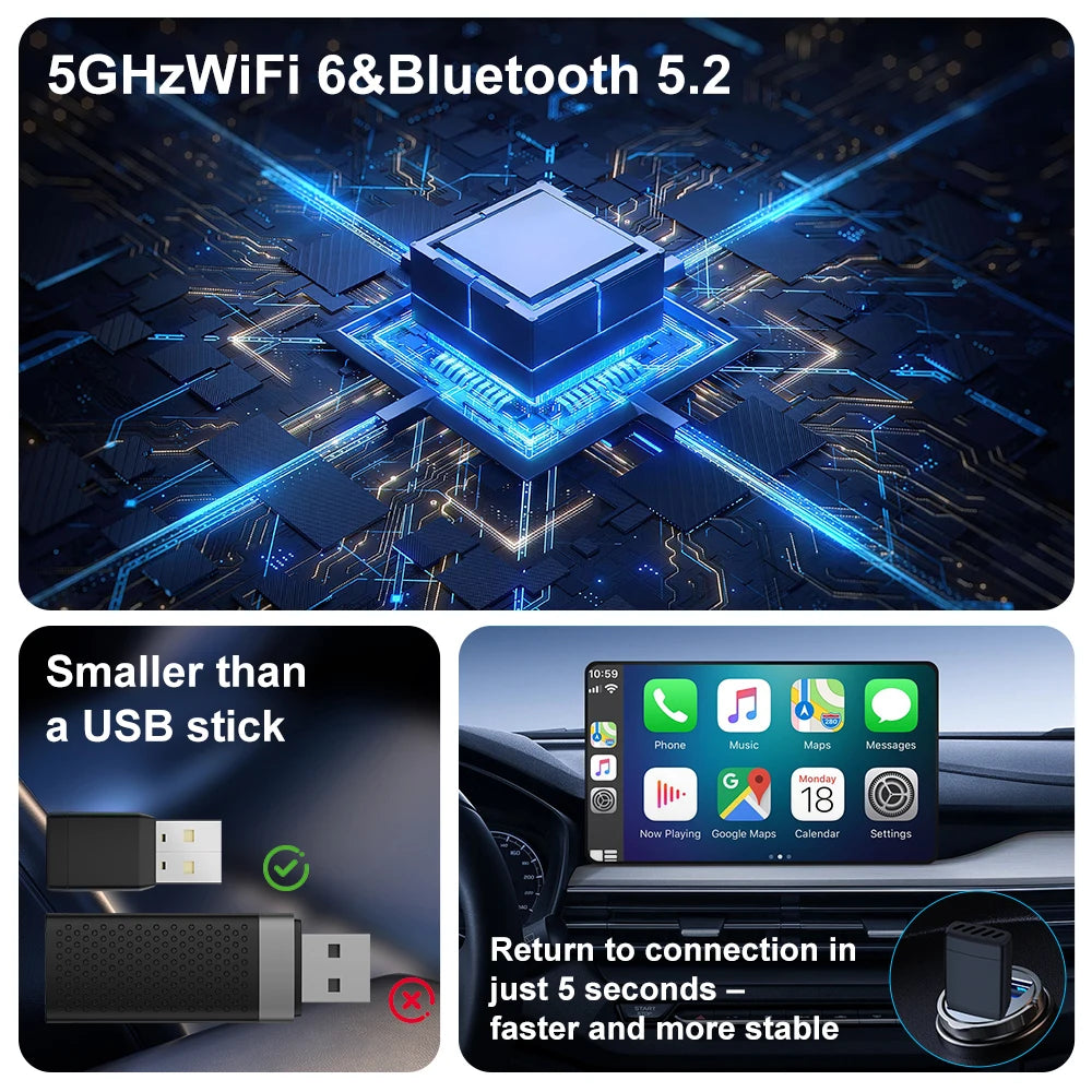 PLAYAIBOX Kabellos 2IN1 CarPlay Android Auto Adapter – – SwissGlanzGarage Ansicht 6