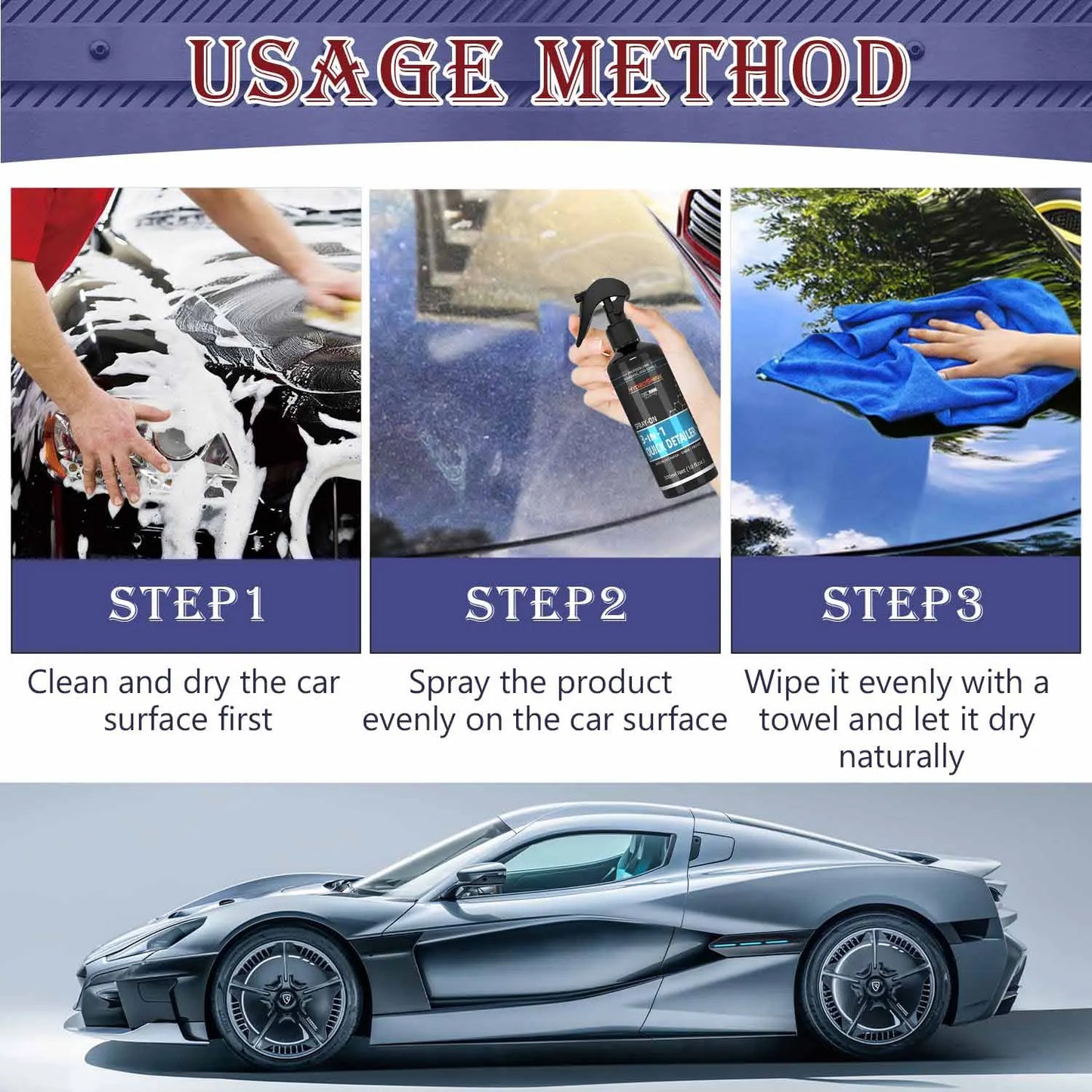 Hydroshine 3-in-1 Quick Detailer High Protection Keramikbeschichtung Autowas Polieren Unglaublicher Glanzschutz Wasse...