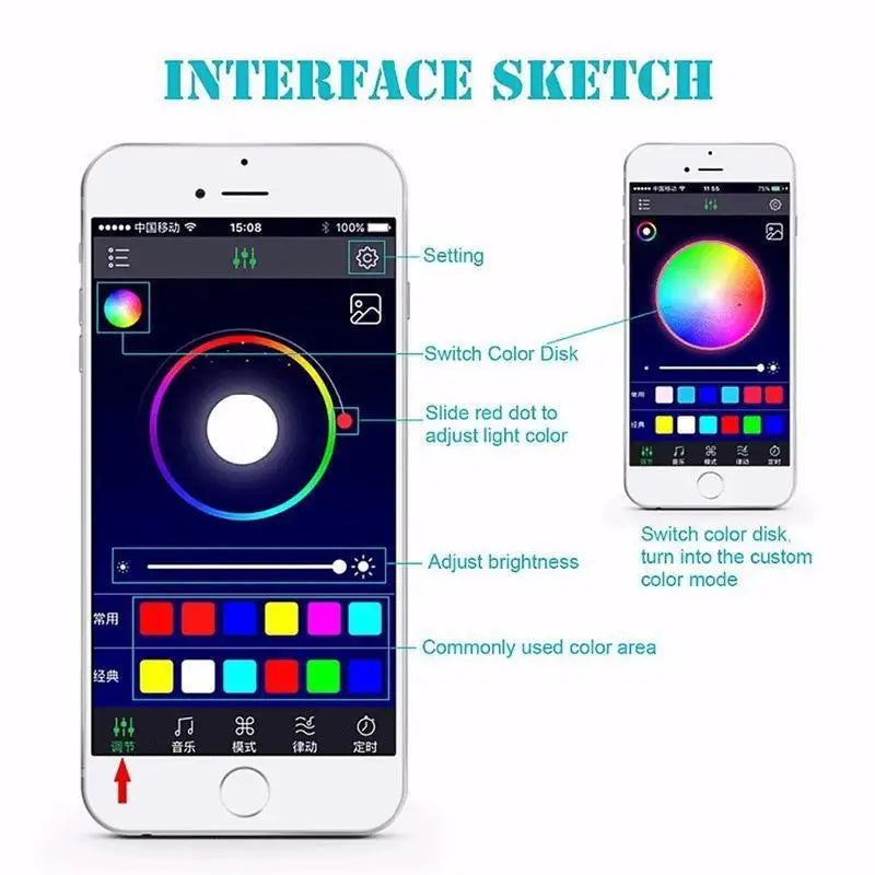 Neon LED Auto Innen Umgebungs Fuß Streifen Licht Kit Zubehör RGB