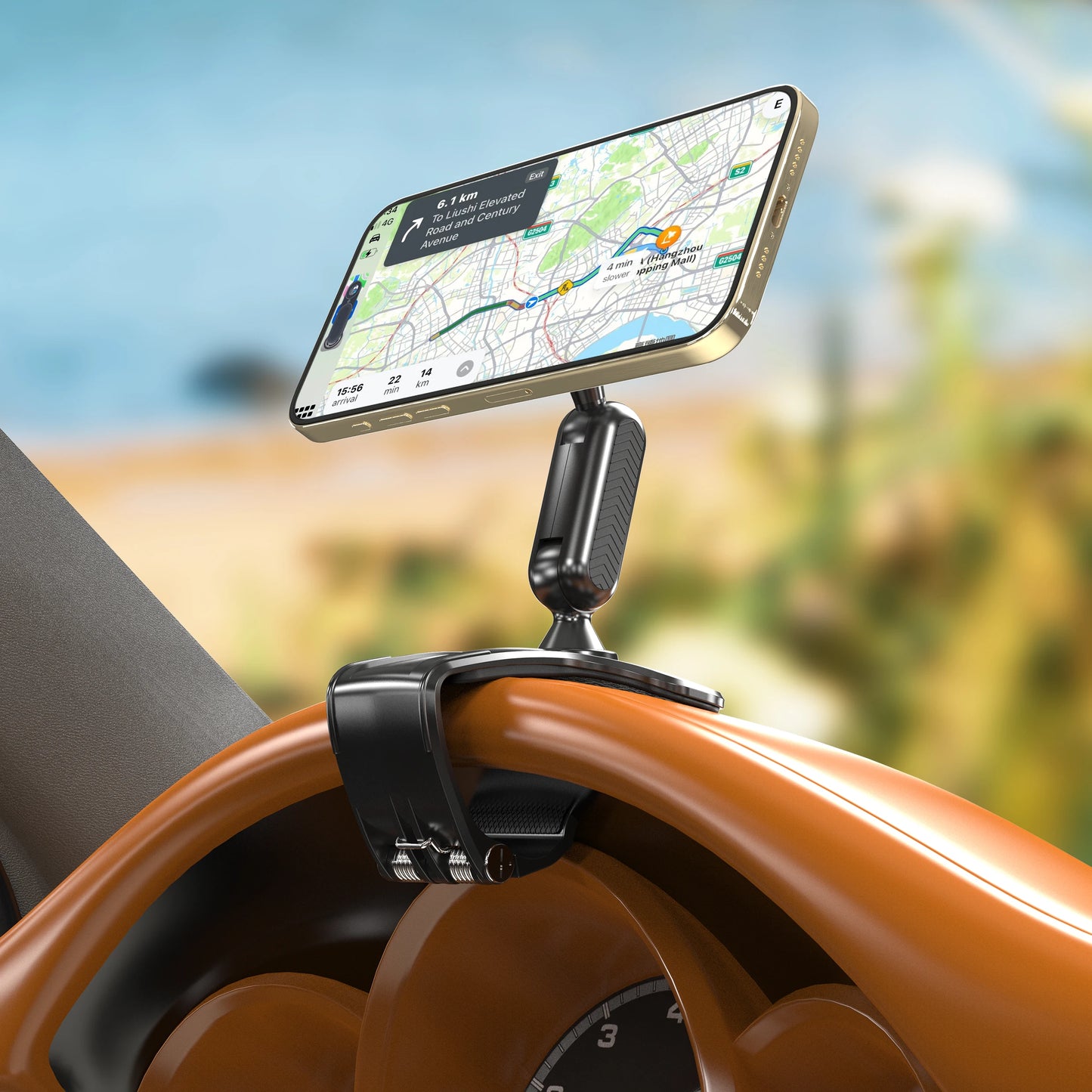Magnetischer Armaturenbrett-Autotelefonhalter mit 360-Grad-Drehung [starke Kompressionsklemme] Clip-on-Armaturenbrett...