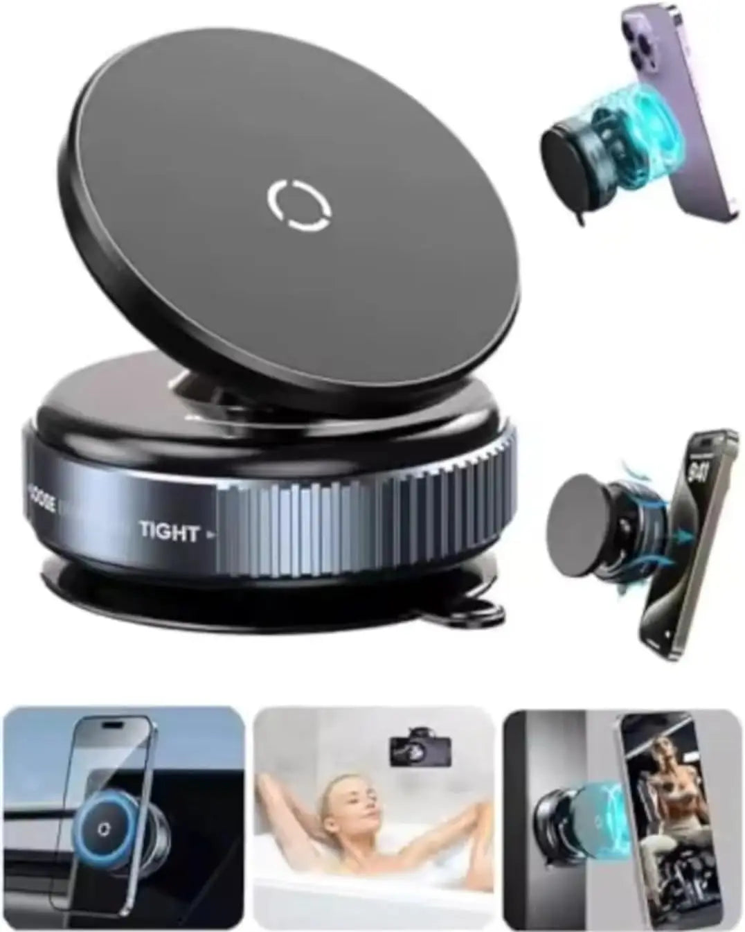 Magnetische Auto-Handyhalterung 360° ° Verstellbare Vakuum-Saughalterung Faltbare Universal-Handyhalterung für Armatu...