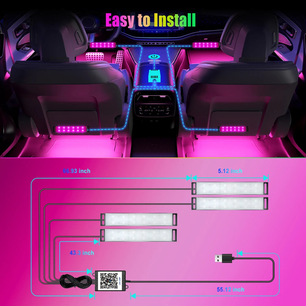 Auto-Innenraum Ambiente RGB LED-Licht Neon Mehrfarbig Dynamische