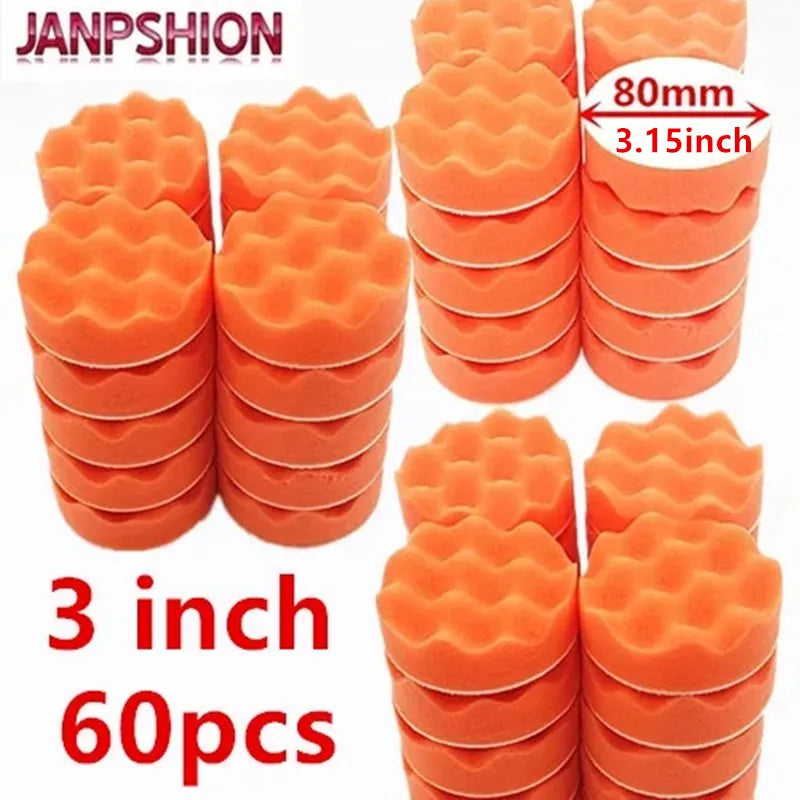 60 stücke 80mm Auto Polierer Puffer pads welle schwamm Gross Polieren Polieren Pad 3 "Sauber wachsen Auto farbe wartu...