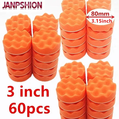 60 stücke 80mm Auto Polierer Puffer pads welle schwamm Gross Polieren Polieren Pad 3 "Sauber wachsen Auto farbe wartu...