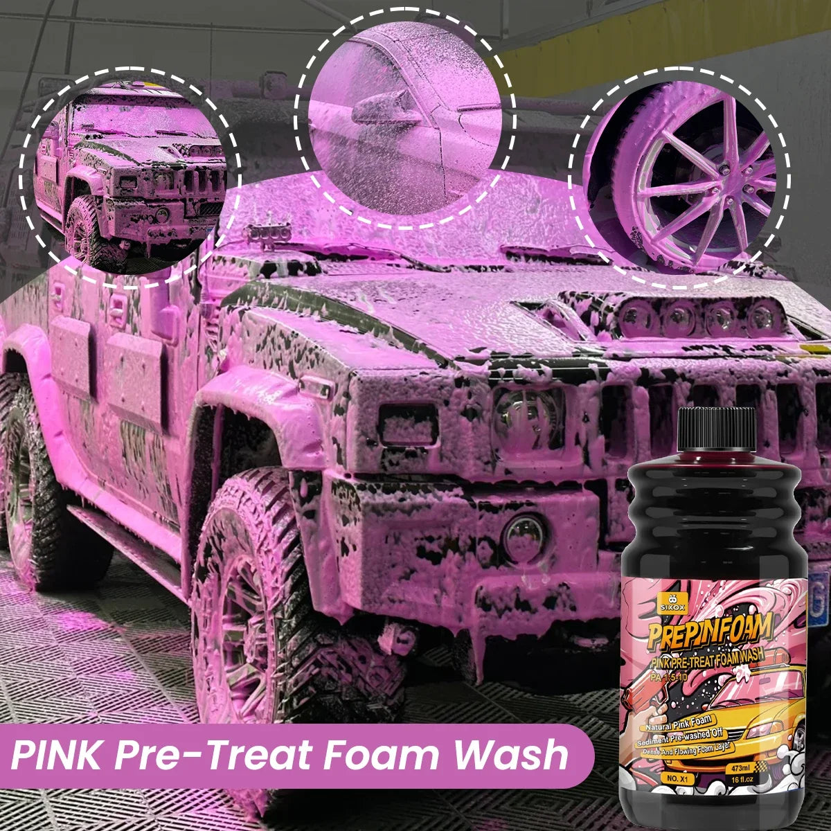 Pinker Schaumreiniger für makellose Autowaesche – SwissGlanzGarage Ansicht 4