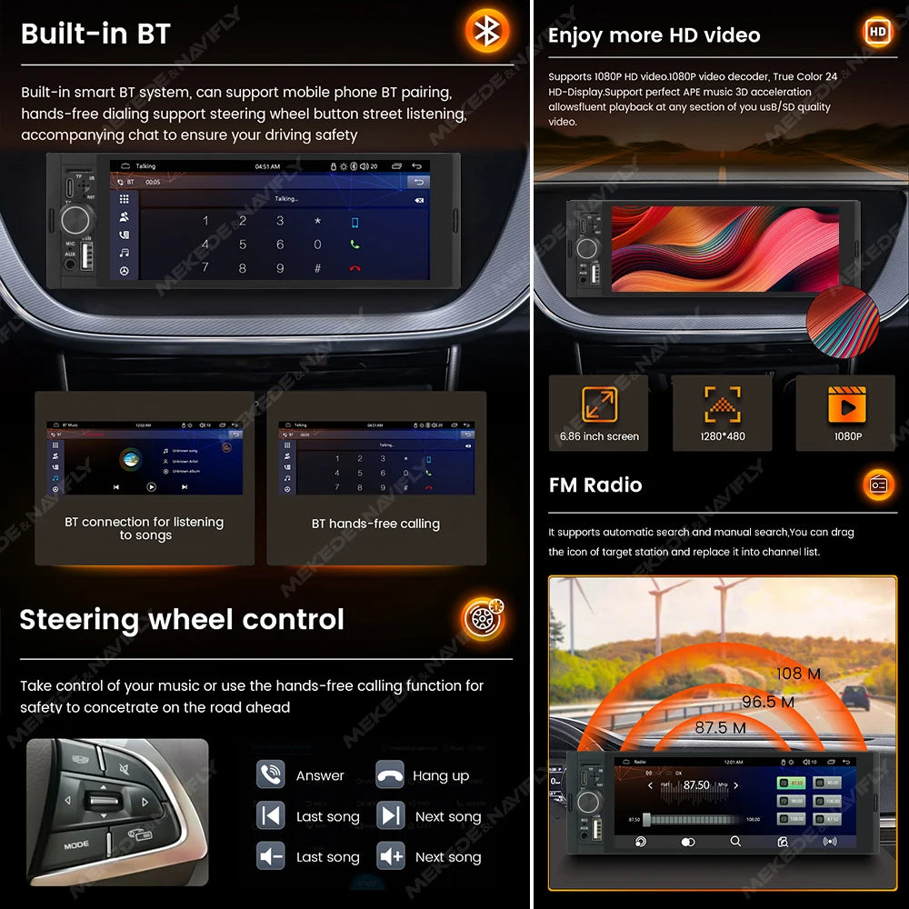 1Din CarPlay Android AUTO HD Autoradio – SwissGlanzGarage Ansicht 3