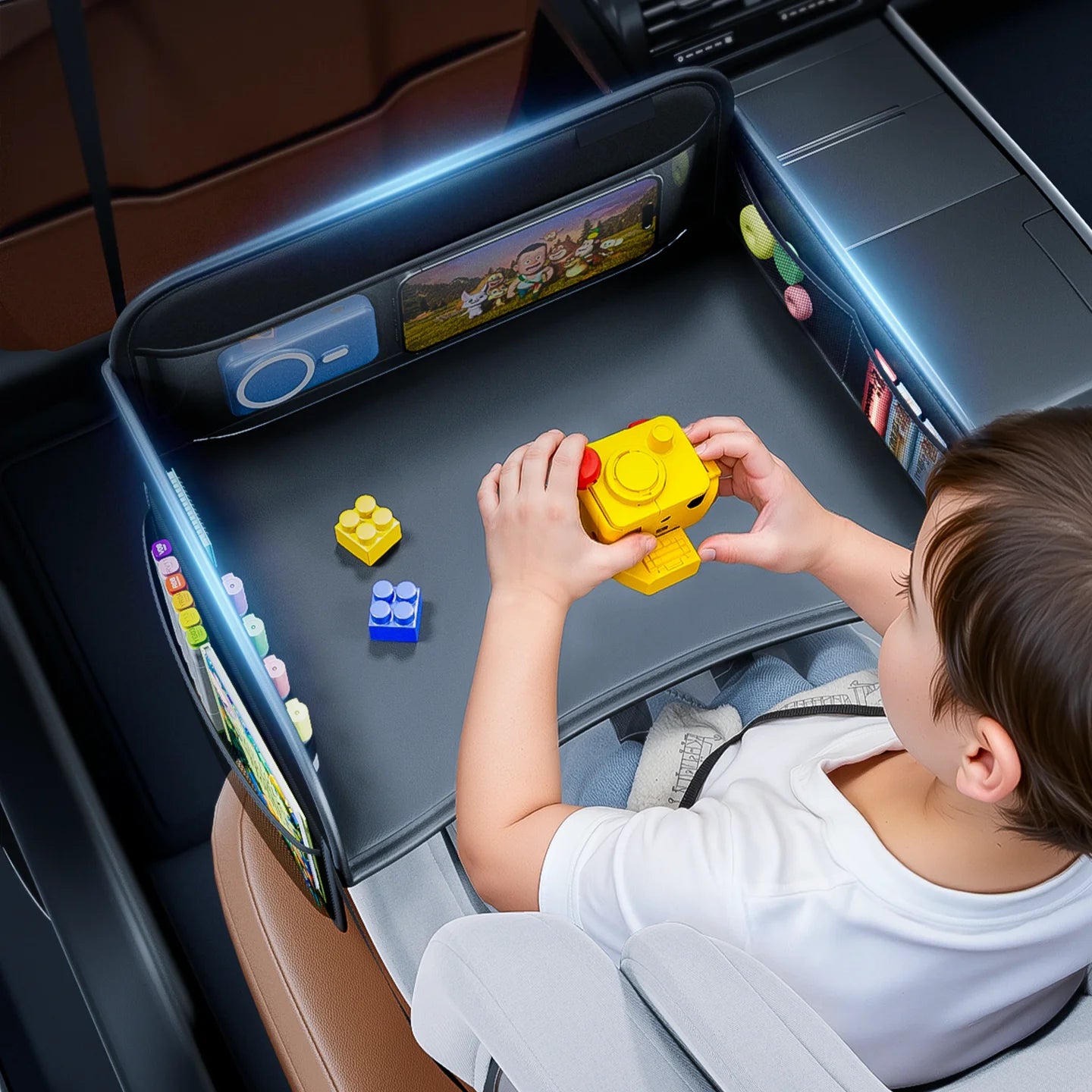 Kinder-Rücksitz-Spieltisch Leder – SwissGlanzGarage Ansicht 3