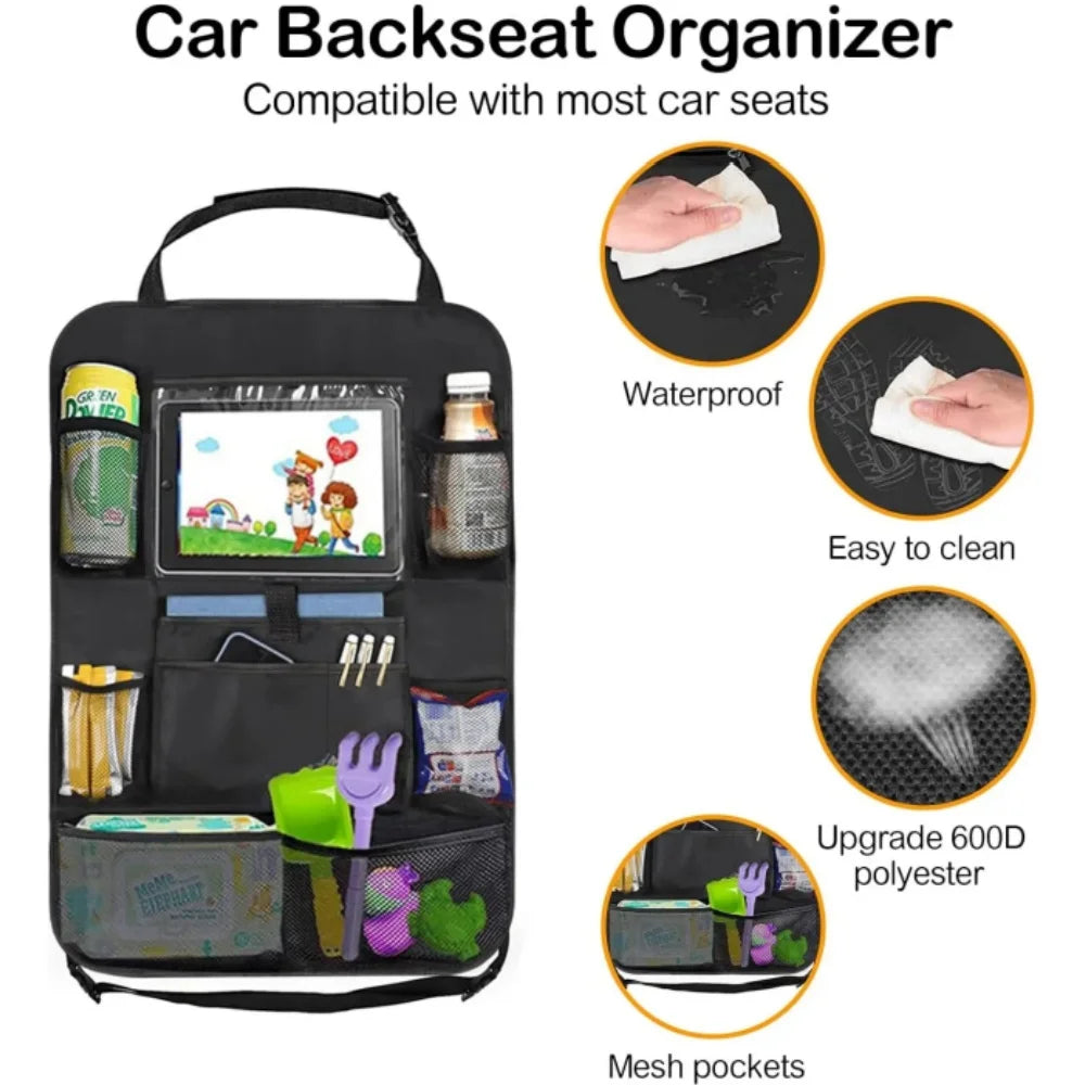 Auto-Rücksitz-Organizer mit Touchscreen, Tablet-Halter, Auto-Aufbewahrungstaschen, Autositz-Rückenschutz, Fahrzeug-In...