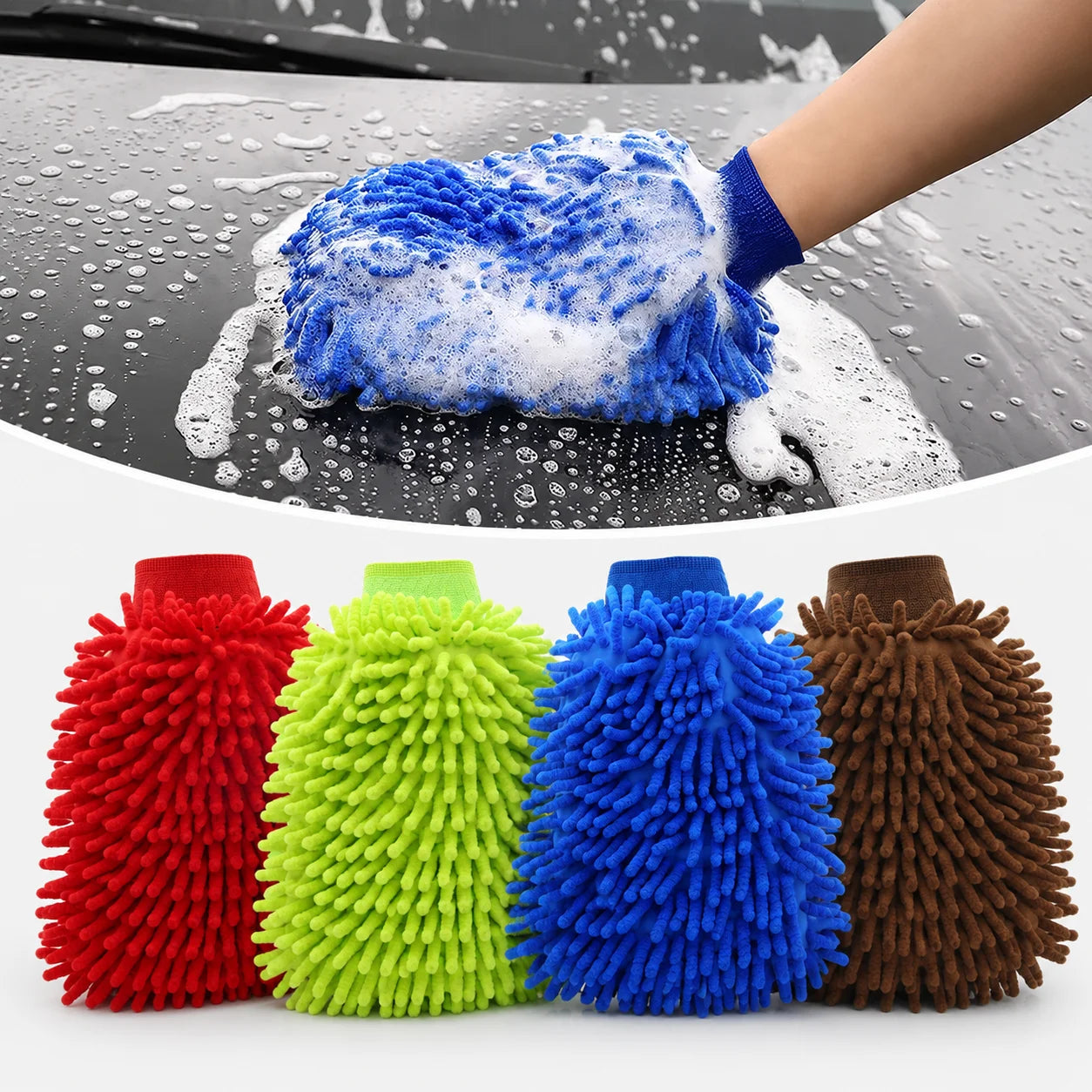Mikrofaser-Chenille-Autowaschhandschuh, doppelseitige Auto-Handschuhe, extrem sa